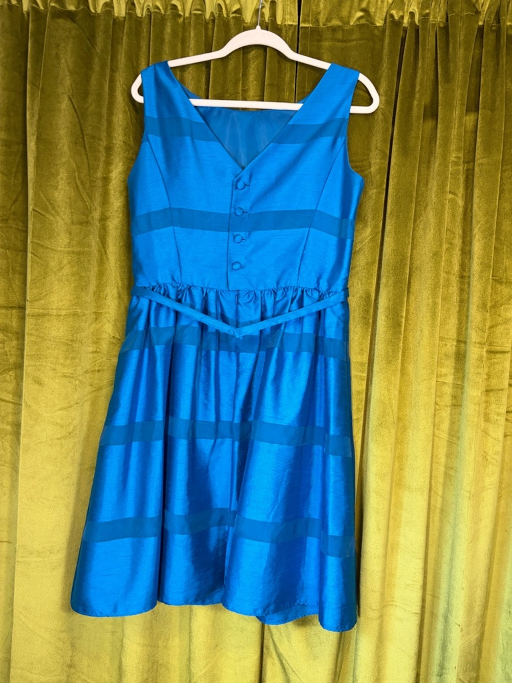 Taylor Bright Royal Blue Fit & Flare Striped Cocktail Dress. Size 12 Retail $198 - Picture 7 of 8